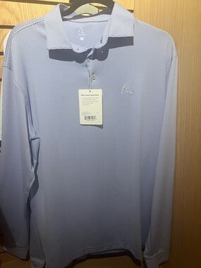 Rhoback Men's Crispy Stripe Polo. 4 way stretch performance polo.